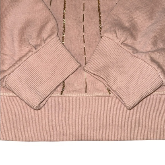Anthropologie Beaded Bow Dusty Blush Pink Sweater Sweatshirt Small - Picture 9 of 14